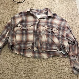 Crop flannel button down